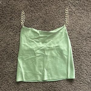 Alice + Olivia Harmon Chain Strap Drapey Slip Tank